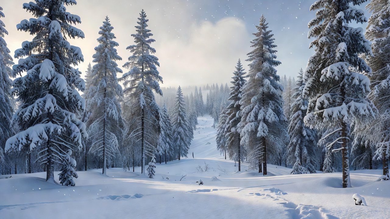Snow-dusted pine forest in winter light, representing the cost of a Swiss ski holiday